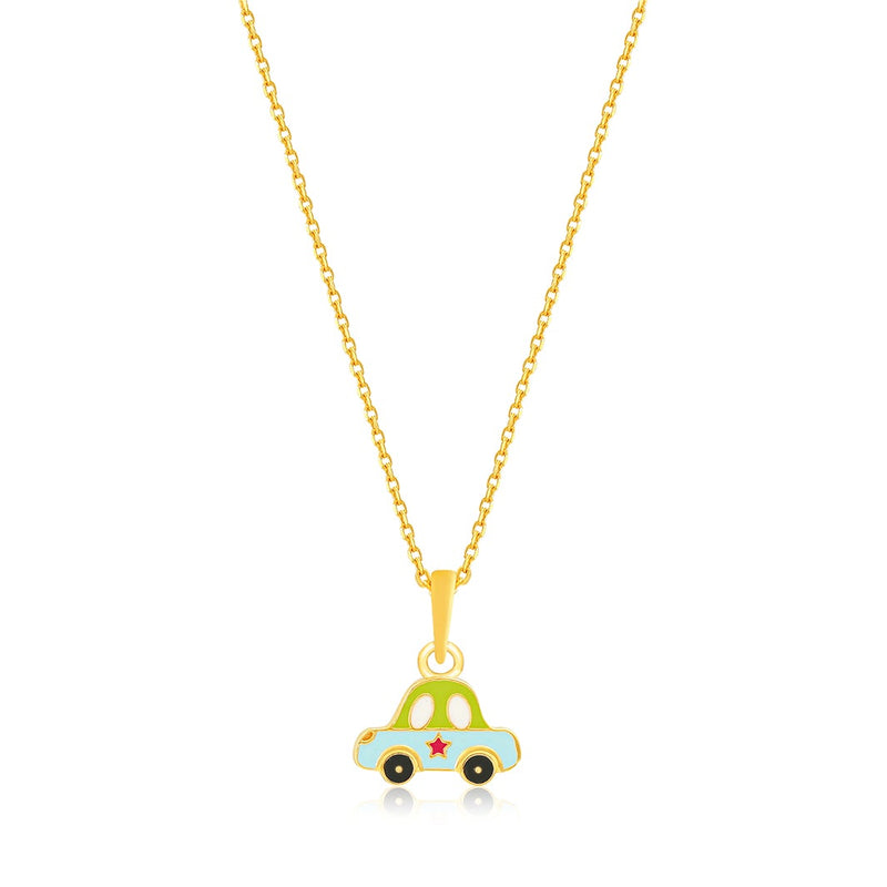 Kids Cute Colourful Car Gold Pendant with Chain