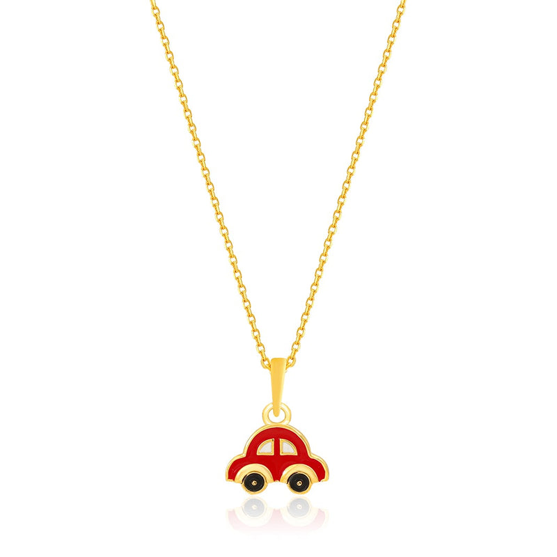 Kids Cute Red Car Gold Pendant with Chain