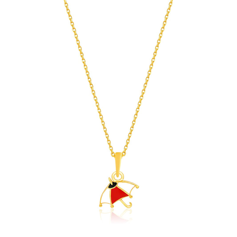 Kids Cute Umbrella Gold Pendant with Chain