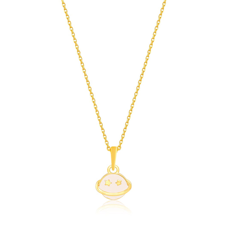 Kids Cute Spaceship Gold Pendant with Chain