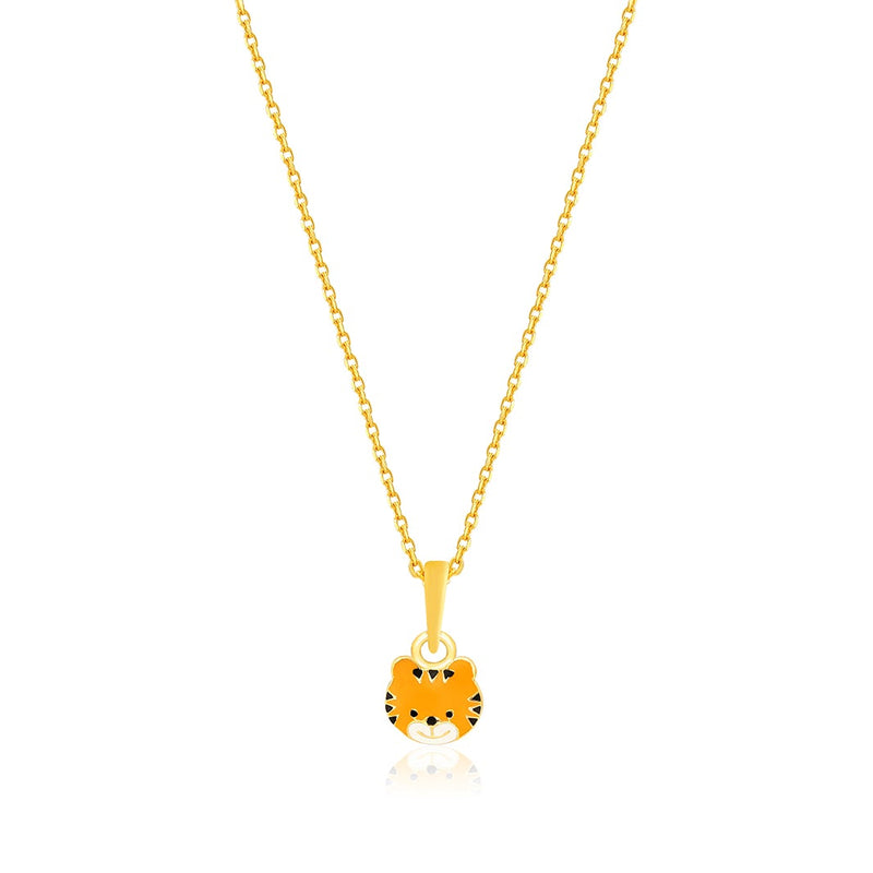 Kids Cute Tigress Gold Pendant with Chain