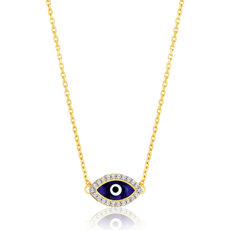 Evil Eye Gold Pendant with an Elegant Chain