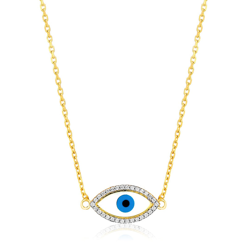 Pretty Evil Eye Gold Pendant with an Elegant Chain