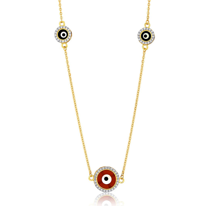 Gold Chain with Circle-shaped Evil Eye Charms