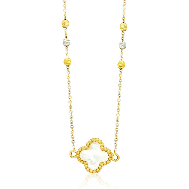 White Flower-shaped Gold Pendant with Chain