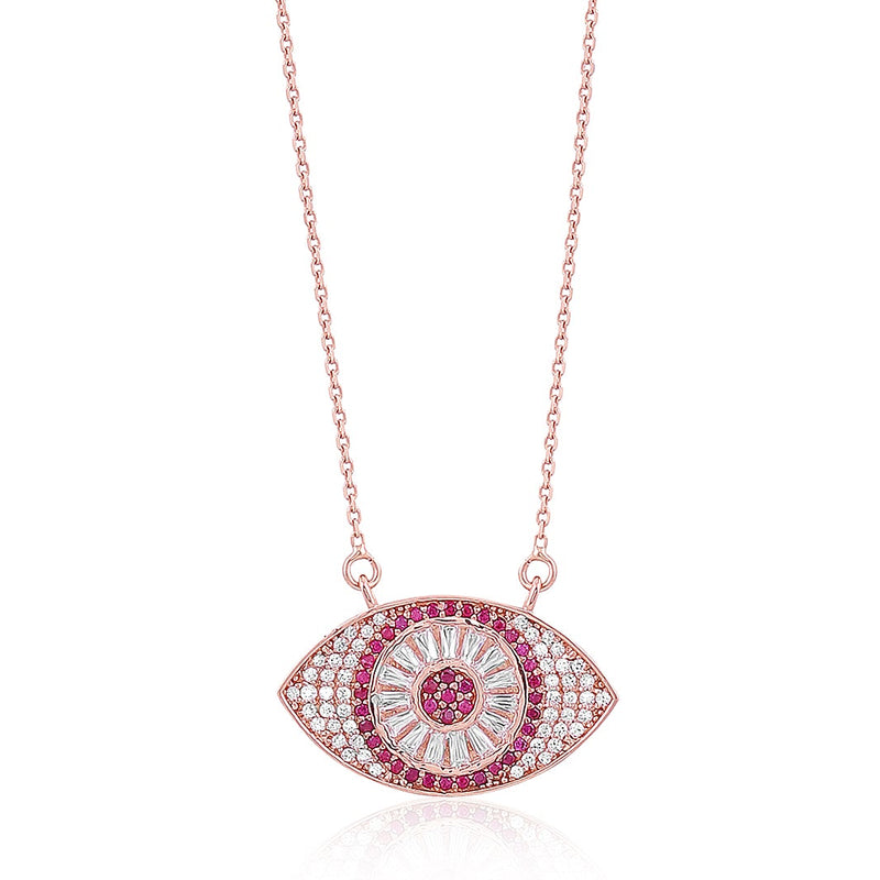 Studded Evil Eye Gold Pendant with Chain