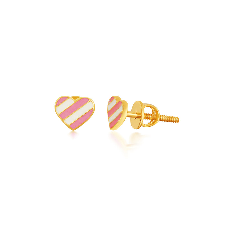 Pink and White Heart Kids Earrings