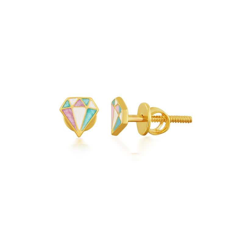 Colourful Diamond-shaped Kids Earrings