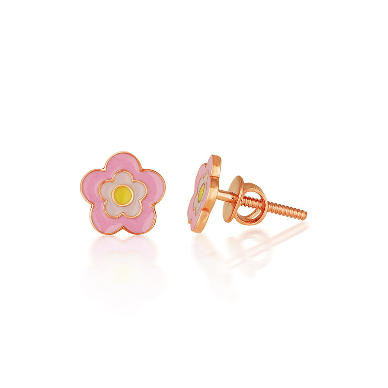 Pretty Pink Flower Kids Earrings