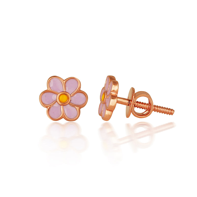 Cute Pink Flower Kids Earrings