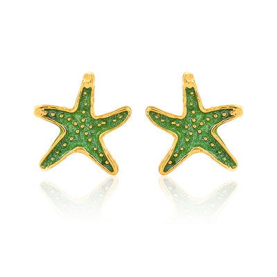 Green Starfish Kids Earrings