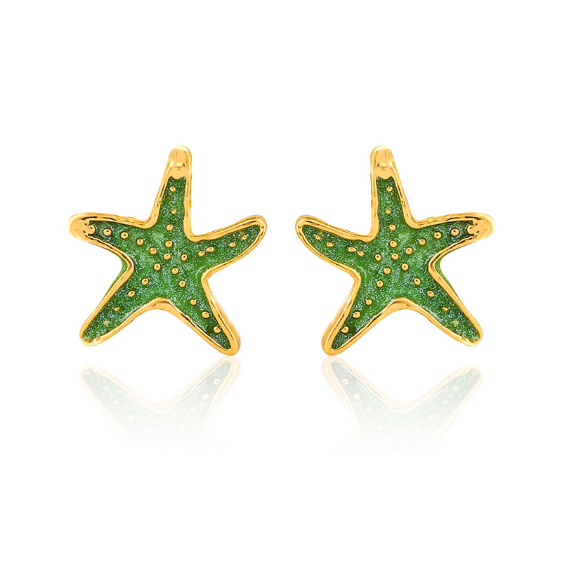 Green Starfish Kids Earrings