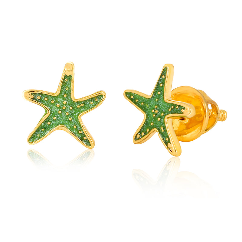 Green Starfish Kids Earrings