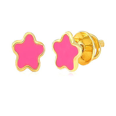 Pink Flower Kids Earrings