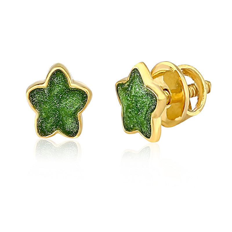 Green Flower Kids Earrings