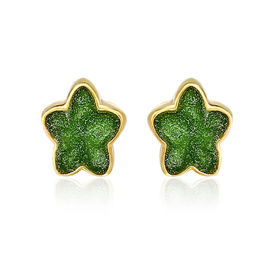 Green Flower Kids Earrings