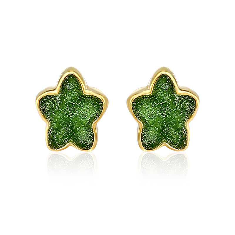 Green Flower Kids Earrings