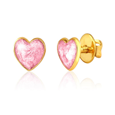 Pink Heart Kids Earrings