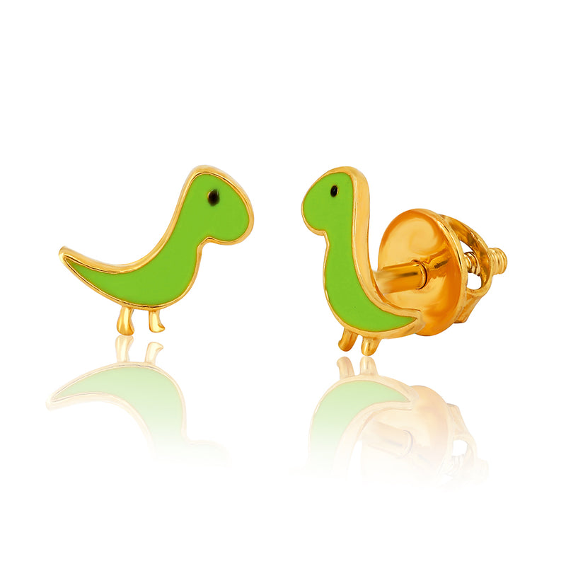 Grass Green Dinosaur Kids Earrings