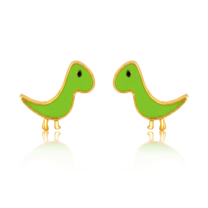 Grass Green Dinosaur Kids Earrings