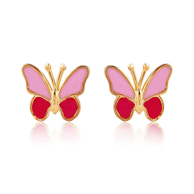 Cute Pink Butterfly Kids Earrings