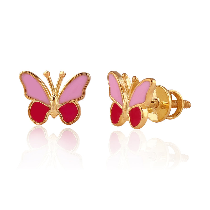 Cute Pink Butterfly Kids Earrings