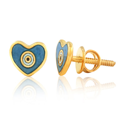 Blue Heart-shaped Evil Eye Kids Earrings