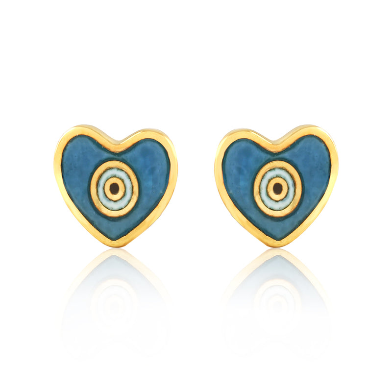 Blue Heart-shaped Evil Eye Kids Earrings