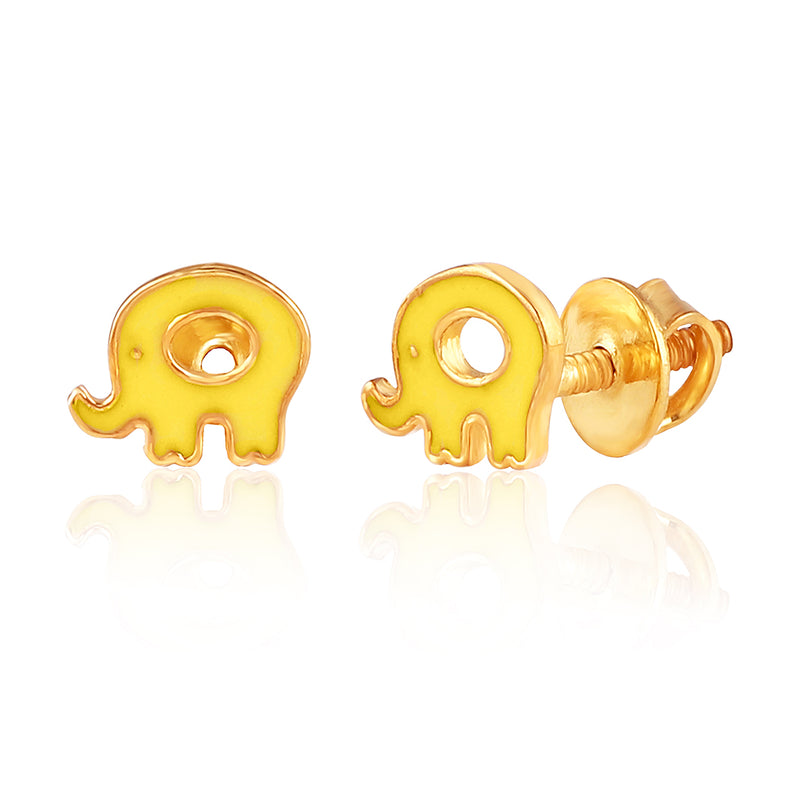 Cute Yellow Elephant Kids Earrings