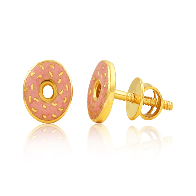 Cute Pink Doughnut Kids Earrings