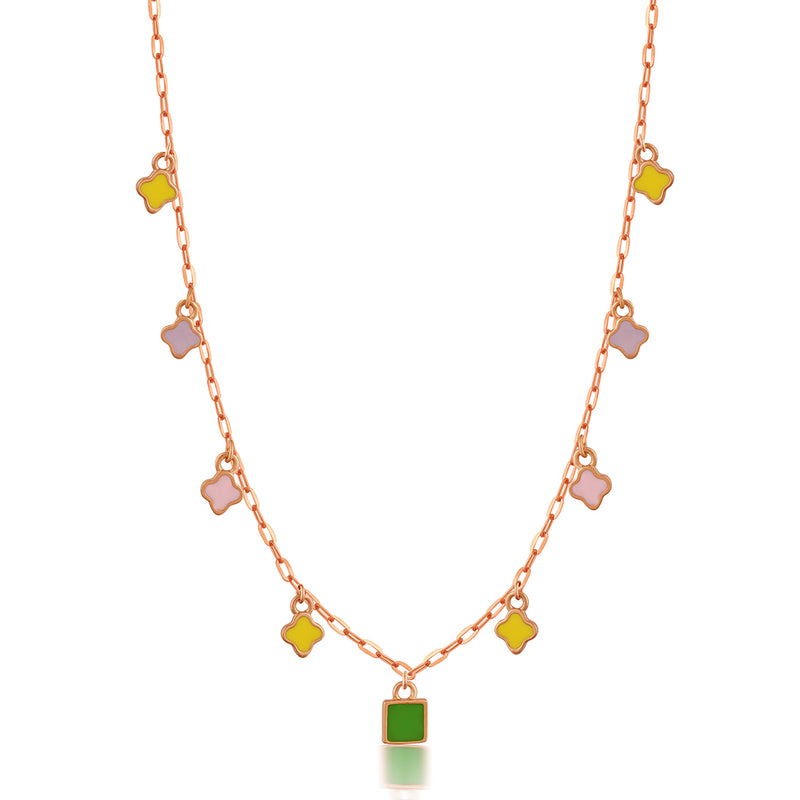 Rose Gold Chain with Mini Colourful Flower Charms