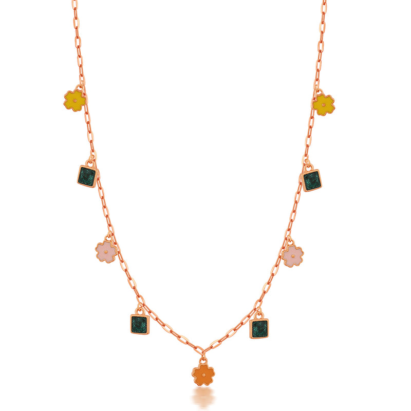 Rose Gold Chain with Small Colourful Charms