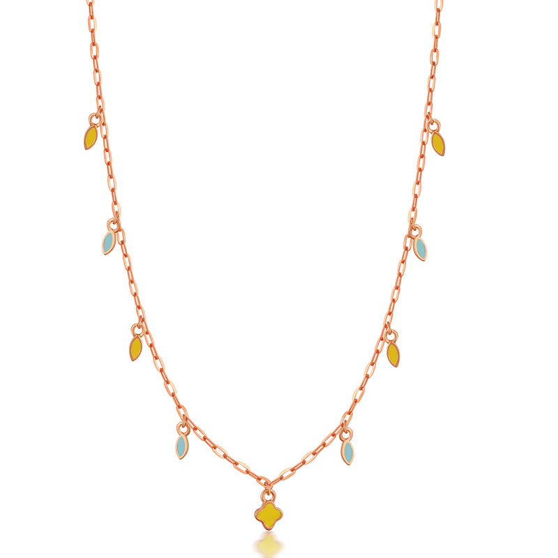 Rose Gold Chain with Mini Blue and Yellow Charms