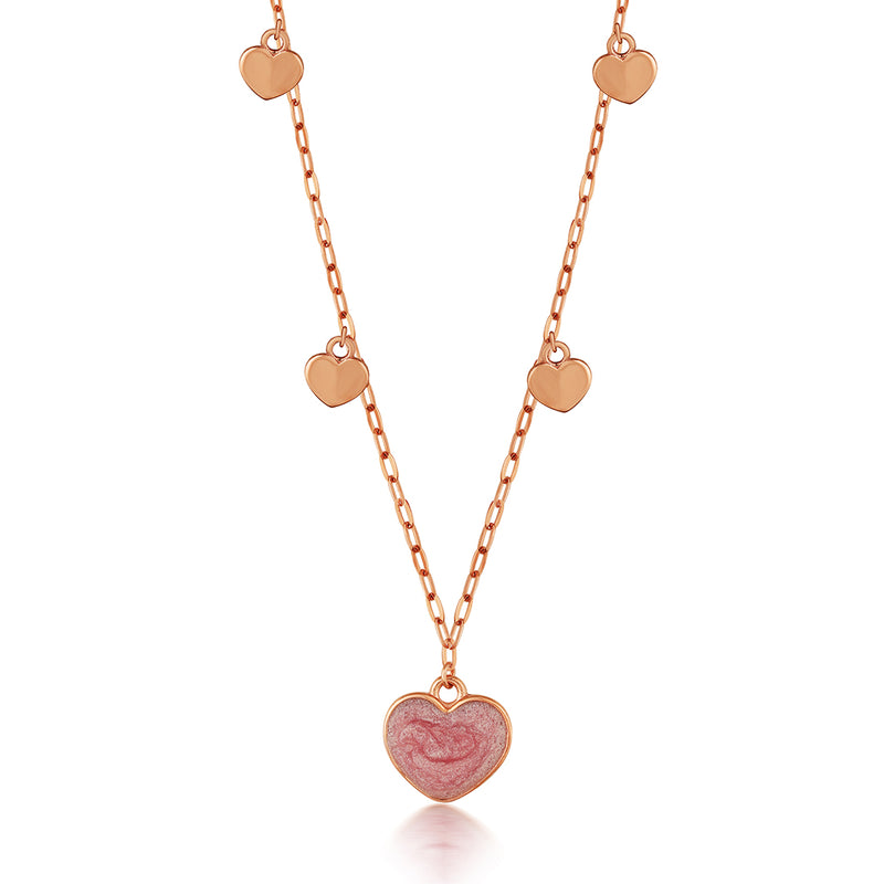 Rose Gold Chain with a Pink Heart Charm