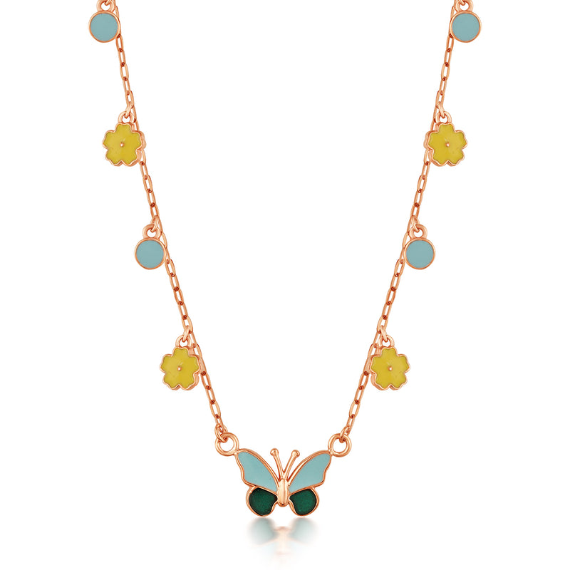 Rose Gold Chain with Green Butterfly Charm