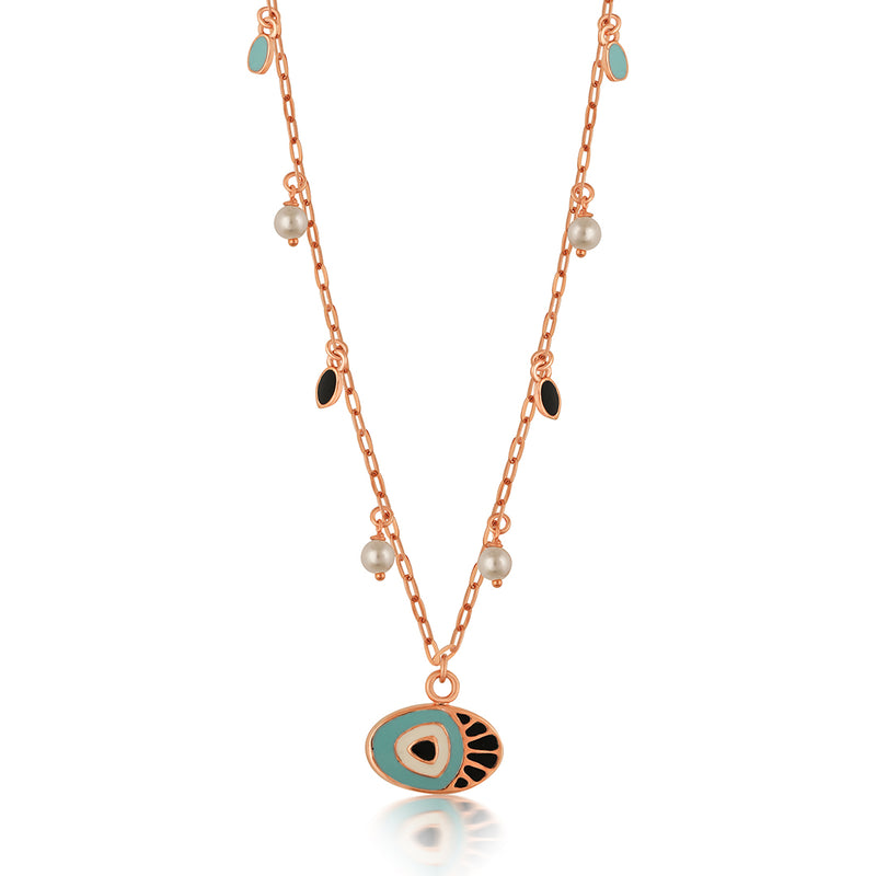 Rose Gold Chain with an Oval-shaped Evil Eye Charm