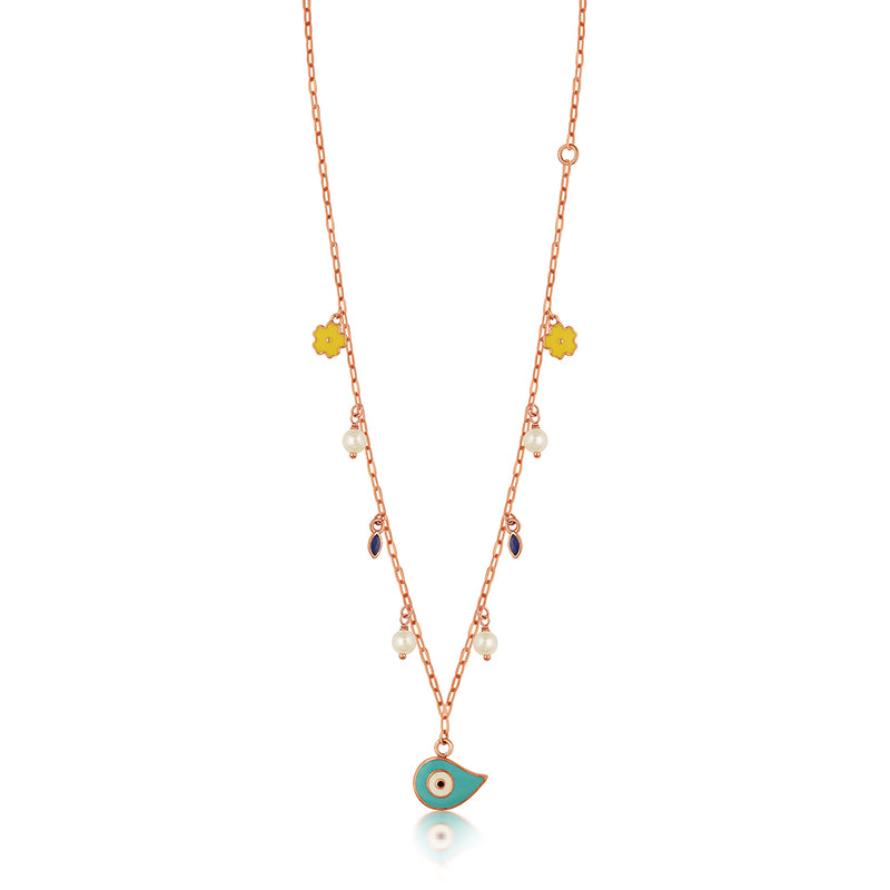 Rose Gold Chain with a Shell-shaped Evil Eye Charm