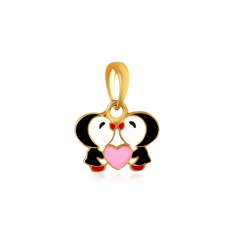 Kids Cute Love Birds Gold Pendant