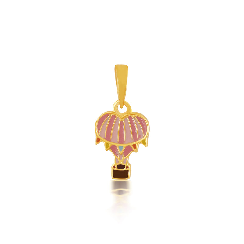 Kids Adorable Pink Parachute Gold Pendant