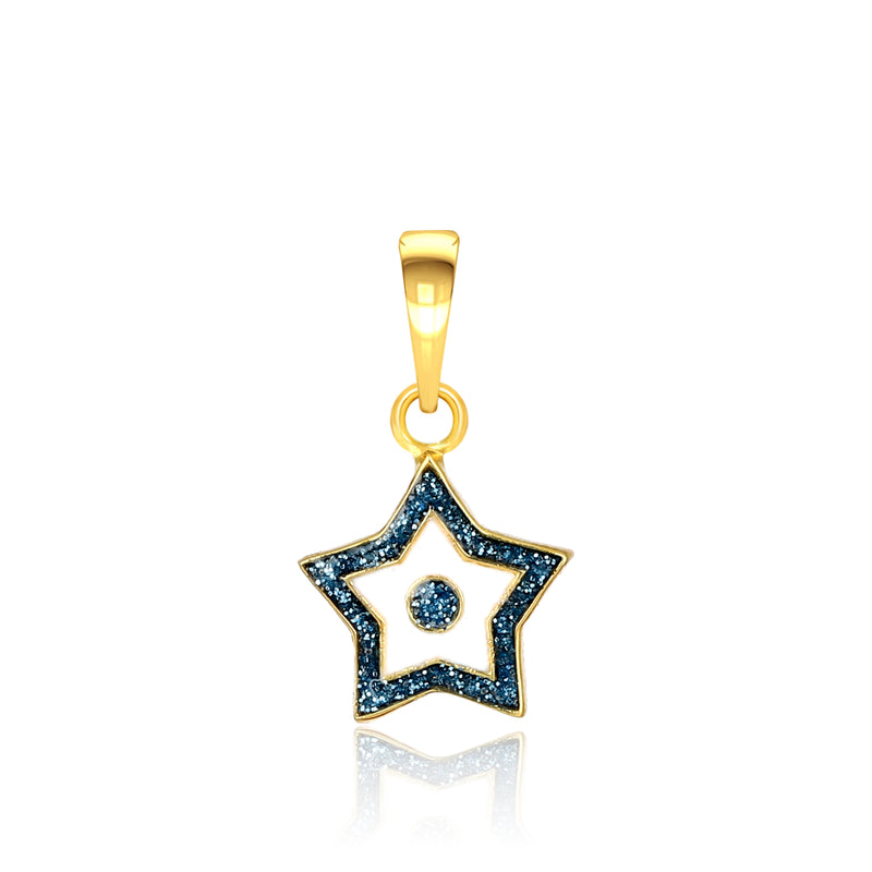 Kids Glittery Blue Star Gold Pendant