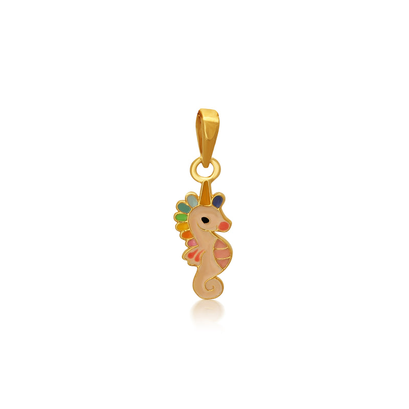 Kids Colourful Unicorn Gold Pendant