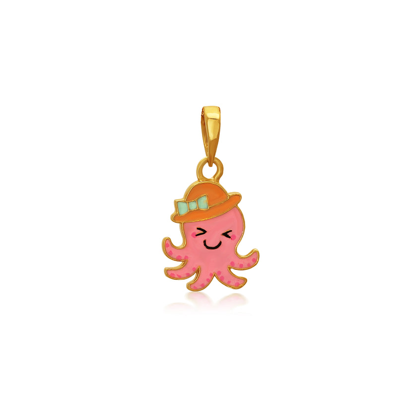 Kids Pink Octopus Gold Pendant