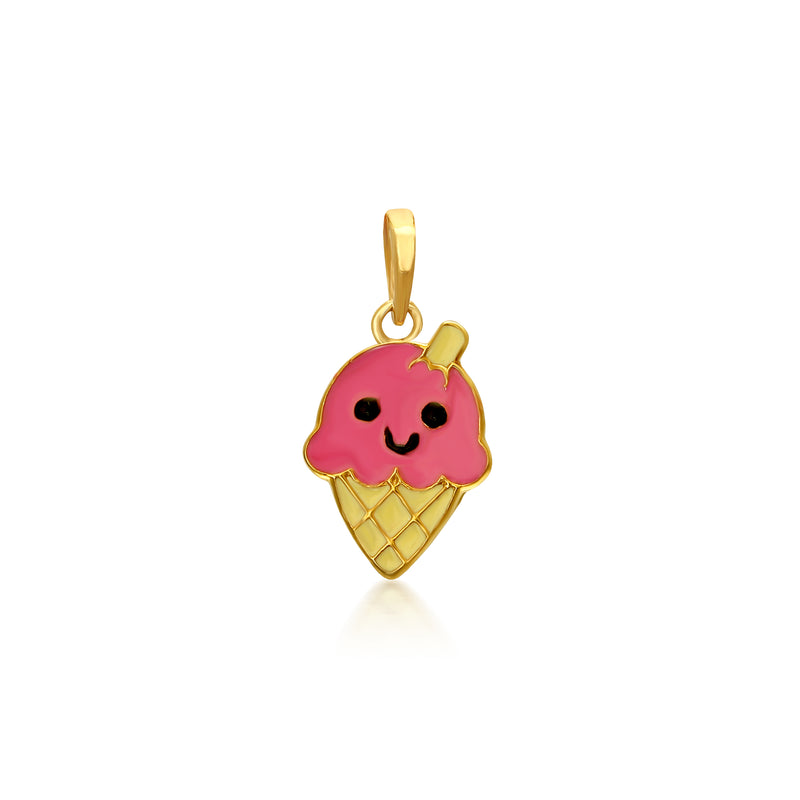 Kids Pink Ice cream Gold Pendant