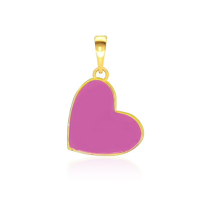 Kids Pretty Pink Heart Gold Pendant