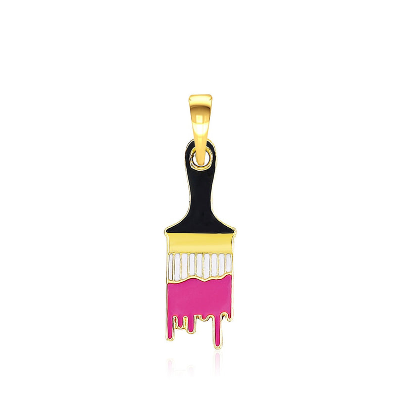 Kids Pretty Paintbrush Gold Pendant