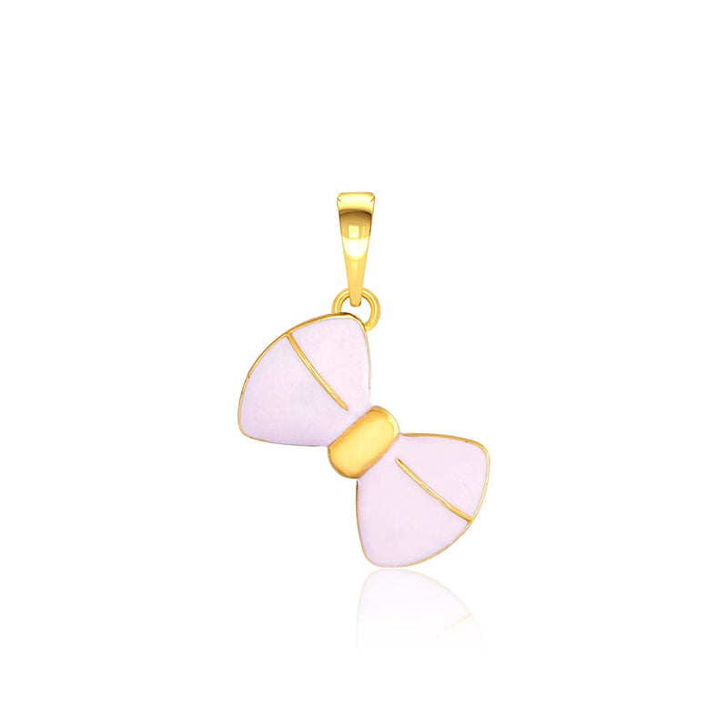 Kids Pink Bow Gold Pendant