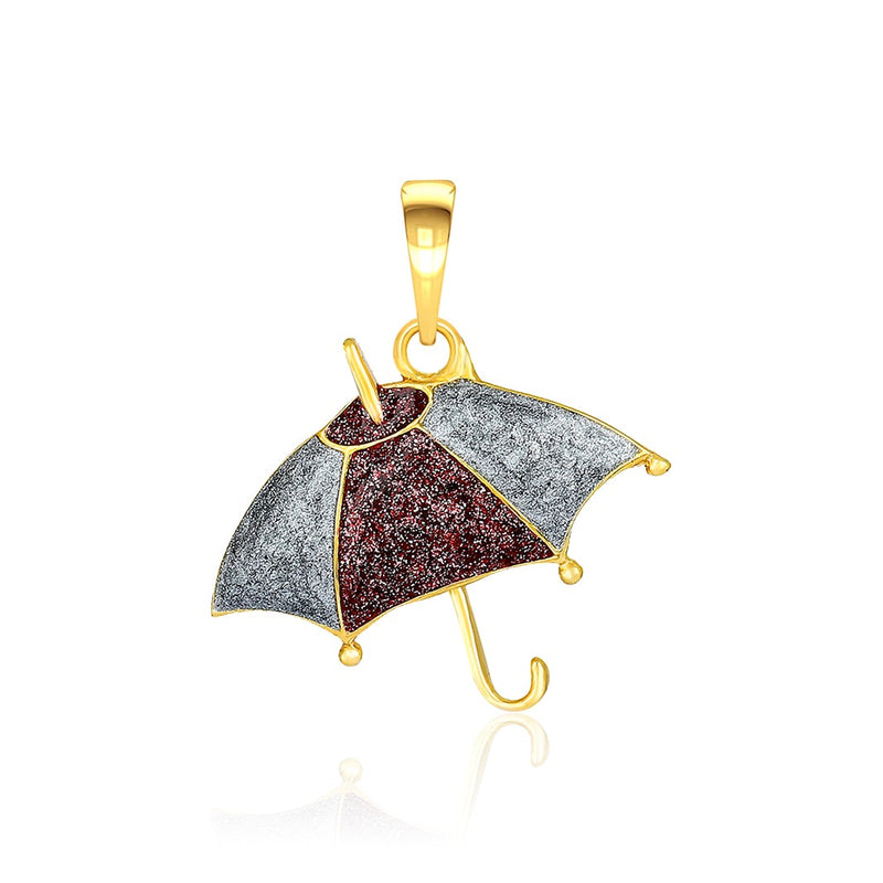 Kids Glittery Umbrella Gold Pendant