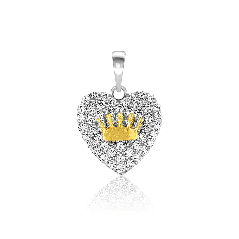 Kids Pretty Heart with Crown Gold Pendant