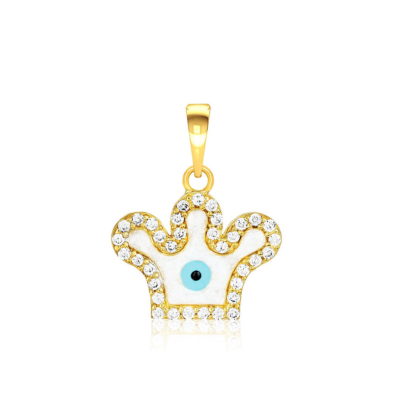 Kids Crown-shaped Evil Eye Gold Pendant