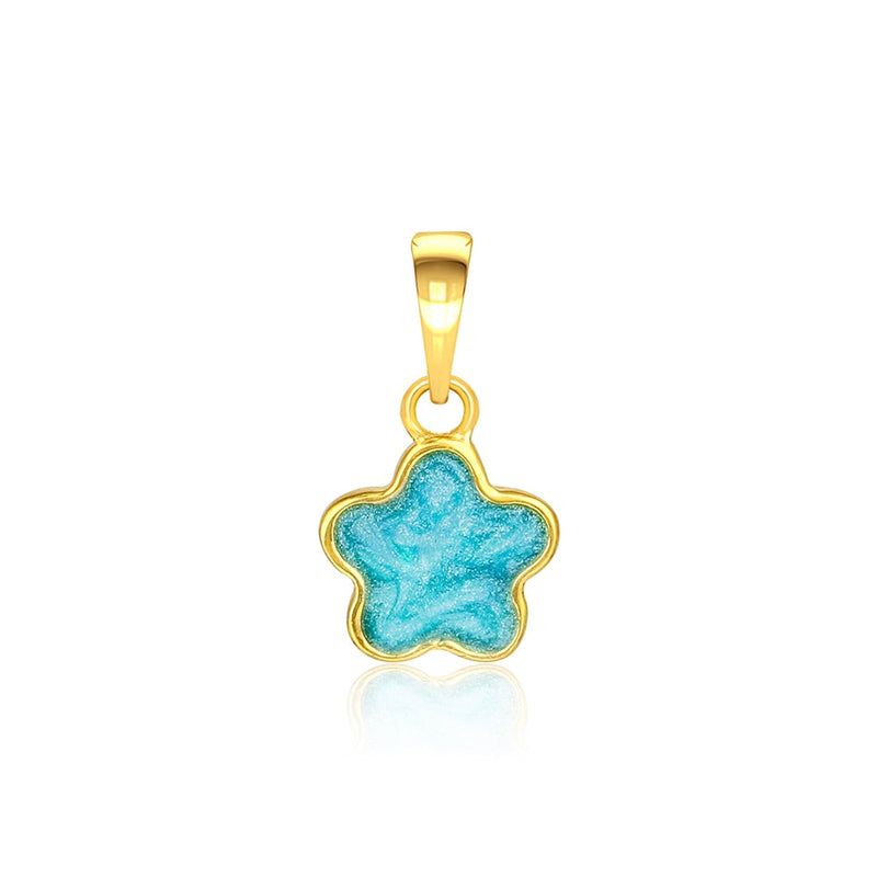 Kids Blue Flower Gold Pendant